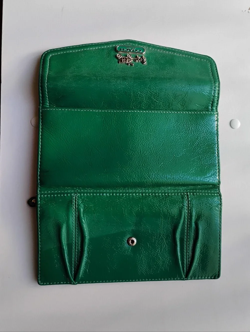 Coach Jade Patent Tri-Fold Wallet